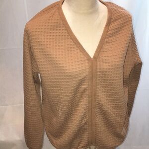 Max Studio London Women's Tan V-Neck Beige Sweater | Size L